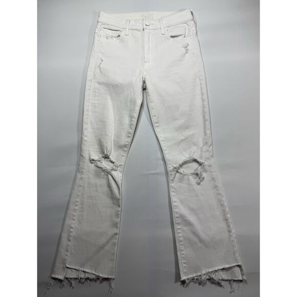 Mother Women's Distressed Insider Crop Step Fray White Denim Jeans - 26 (27x26) - Picture 1 of 9